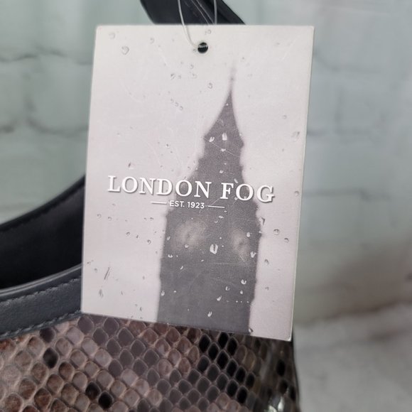 NWT London Fog Brown & Black Snakeskin-Embossed Lilah Hobo - Picture 7 of 11